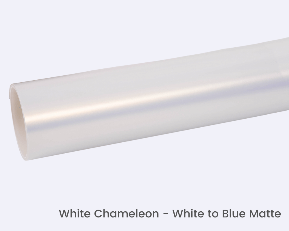 White Chameleon White to Blue Matte vinyl wrap film