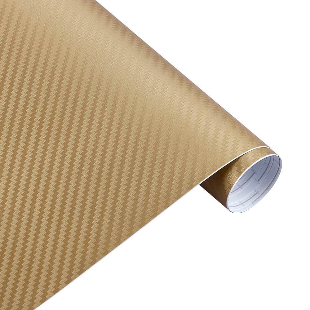 120sq Ft Gold Carbon Fiber Vinyl Wrap – 3D Bubble Free, 10ft X 5ft Roll By AUTOGOODY