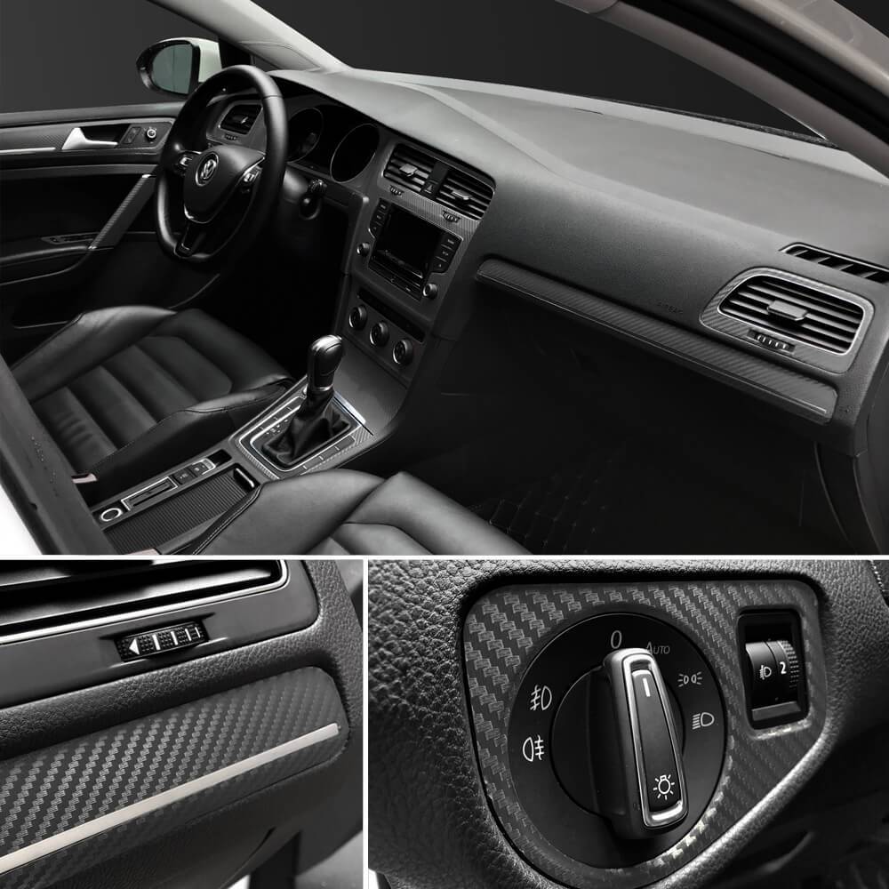 black 3D carbon fiber wrap for vehicle's interior