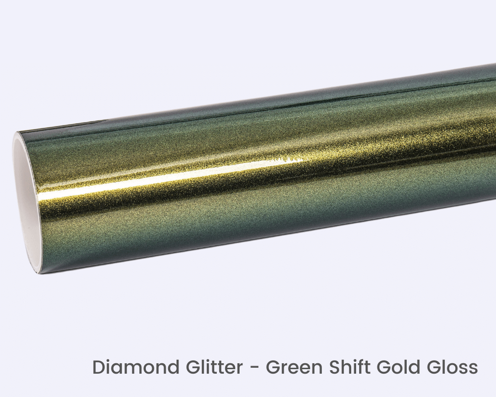 Diamond Glitter Green Shift Gold Gloss Vinyl Wrap Film