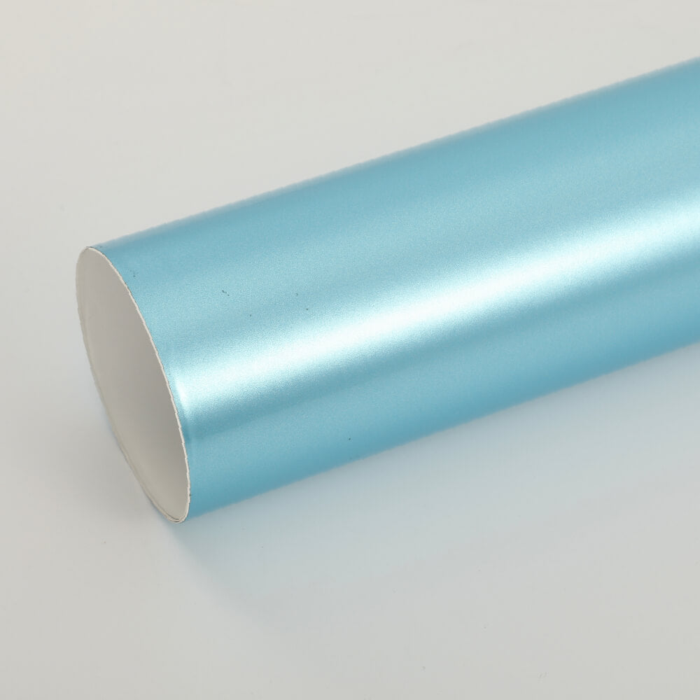 bright blue glossy metallic vinyl wrap