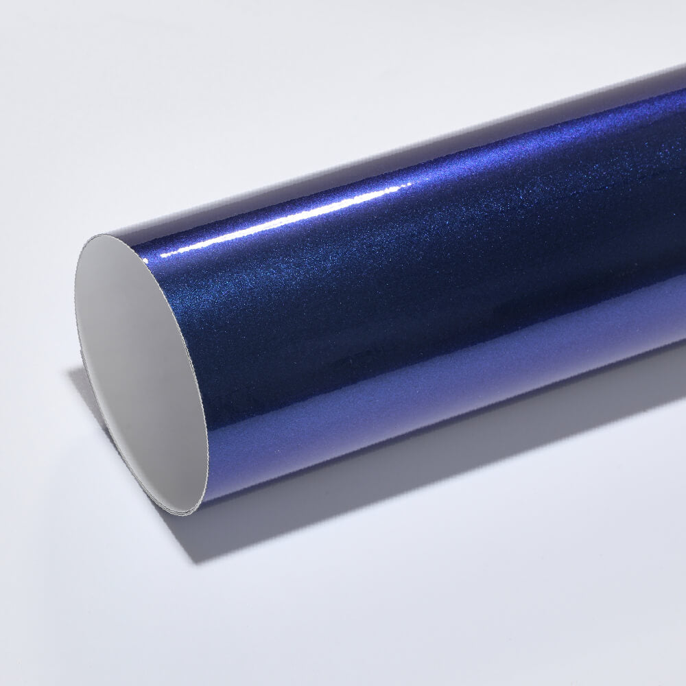 dark blue glossy metallic vinyl wrap
