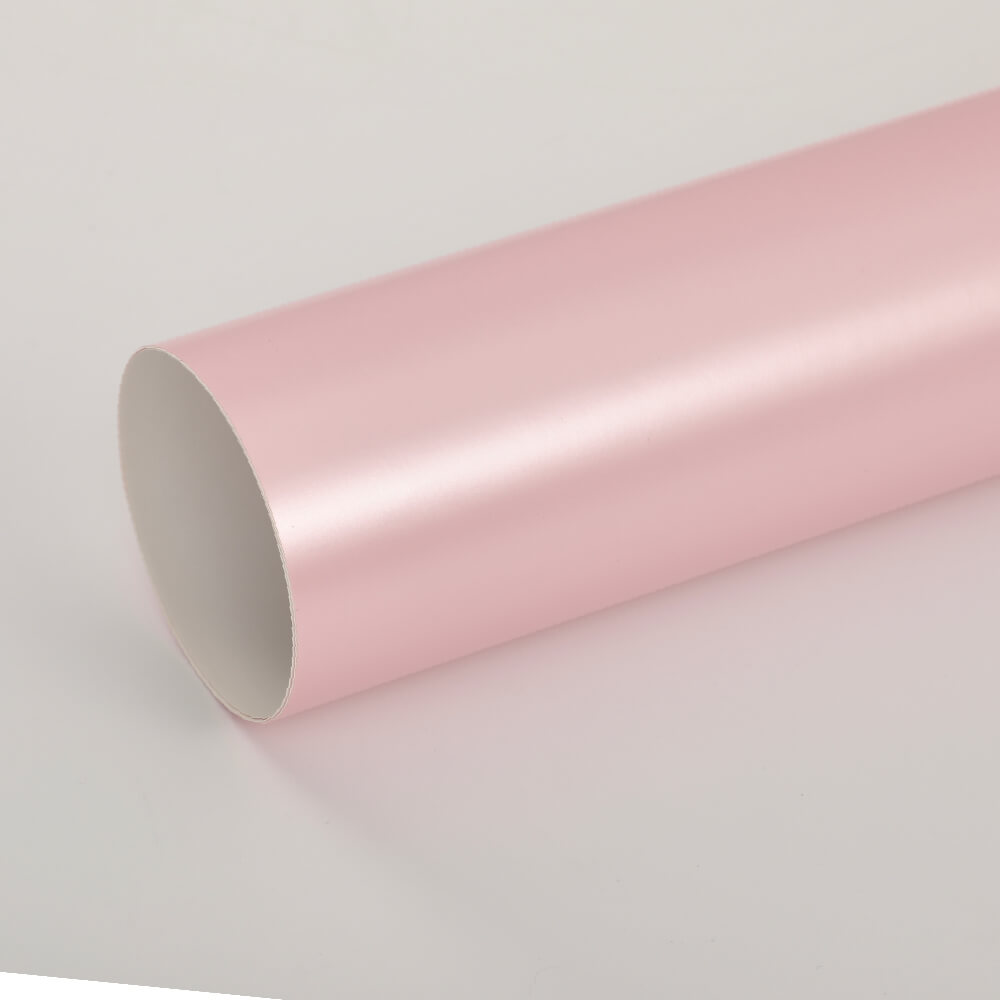 light pink matte metallic vinyl wrap
